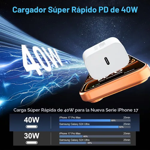 Vista 2 de Cargador rápido del iPhone 17 16 18 Pro Max, cargador rápido del teléfono