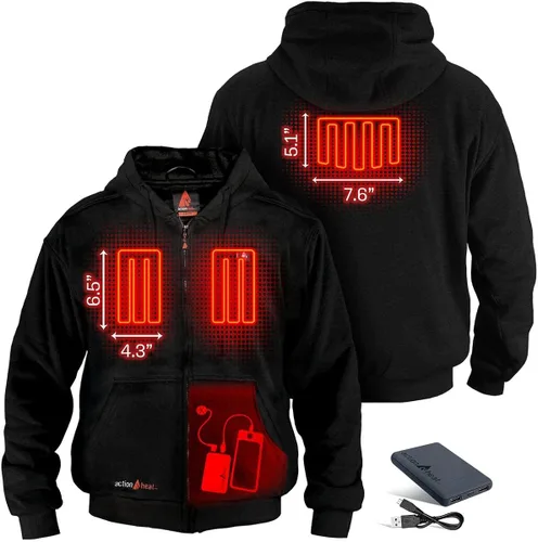 Vista 3 de ActionHeat Sudadera con capucha recargable con batería de 5 V, unisex, sudadera con capucha de calefacción con operación táctil, sistema