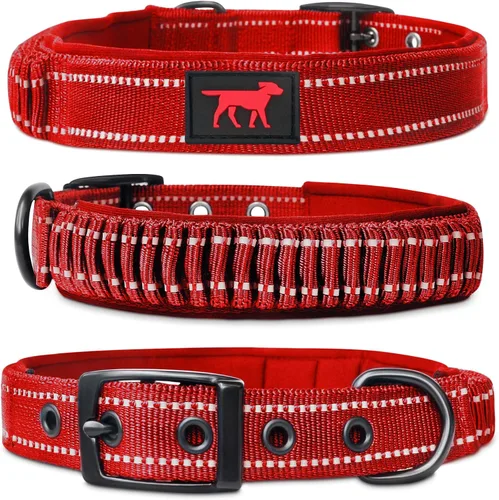 Vista 19 de Tuff Pupper Collar de perro resistente con asa Collar de nailon balístico resistente Collar de perro reflectante acolchado con hardware