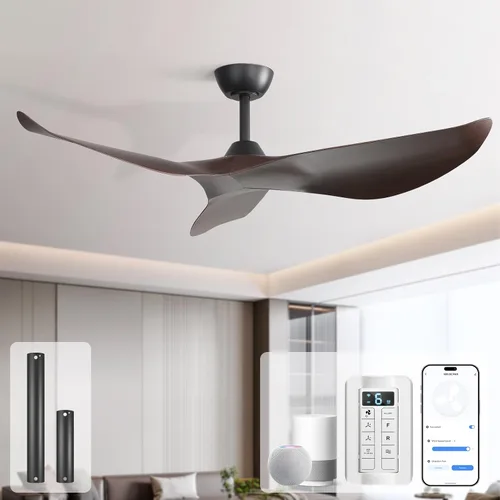 Vista 13 de Sofucor Ventilador de techo sin luz, ventilador de techo moderno de 52 pulgadas con control remoto para interior, granja, dormitorio, sala de estar