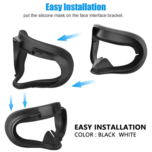 Vista 4 de VR Silicone Face Cover for Oculus Quest 2 Headset with Protective Lens Cover Accessories Sweat Proof(Black)