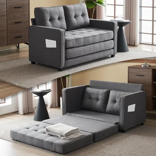 Vista 11 de VINGLI Sofá Cama Loveseat Mejorado, 53.5" An x 83" L Sofá Cama Convertible Sofá Cama Futón Sofás para Sala de Estar, Sofá Cama Plegable