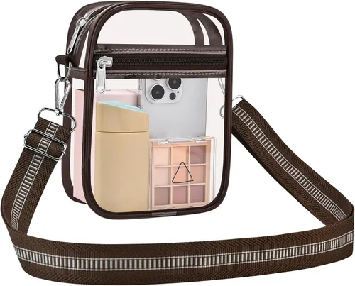 Vista 10 de Bolsa transparente para eventos de estadio, bolso cruzado transparente para hombres y mujeres, bolsa de mensajero para conciertos, festivales