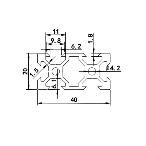 Vista 6 de Perfil de extrusión de aluminio 2040 2 Uds. 2 unids estándar europeo anodizado negro V tipo riel lineal para impresora 3D, longitud 27.559 in