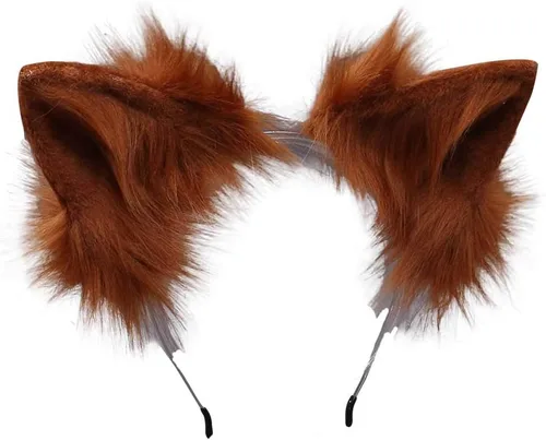 Vista 5 de VIGVAN KYC Orejas de animales Kawaii de peluche con orejas de gato para el cabello, tocado para Halloween o cosplay