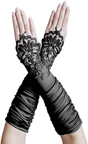Vista 17 de Cizoe (aa) - Juego de accesorios de estilo Gatsby de la década de 1920, para mujer, diadema de estilo flapper, tocado, collar, guantes