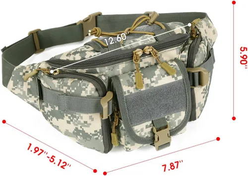 Vista 2 de Riñonera táctica militar impermeable WR para escalada al aire libre, pesca, correr, caza, compatible con iPhone 8 7 7 plus (camuflaje ACU)