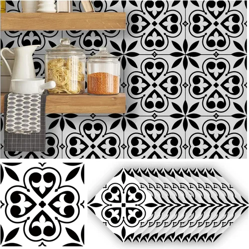 Vista 13 de Alwayspon 12 calcomanías mate para azulejos de pared, despegar y pegar, calcomanías de vinilo autoadhesivas para azulejos de cocina y baño, 6 x 6