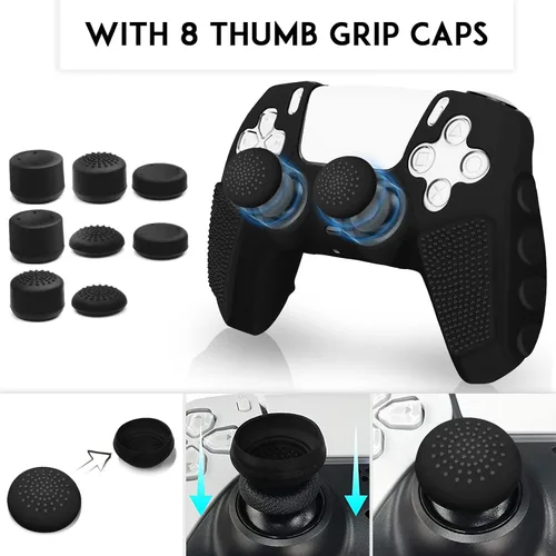 Vista 7 de SIKEMAY Anti-Slip PS5 Controller Skin, Soft Thicken Non-Slip Studded Silicone Gel Grip Protective Cover Case for PlayStation 5 Controller Grip, 2