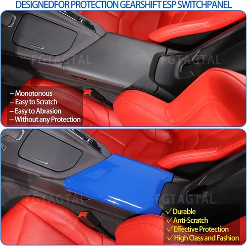 Vista 2 de Funda de panel para caja de reposabrazos compatible con Chevrolet Corvette C8 2020-2025, bandeja de almacenamiento con protección para reposabrazos