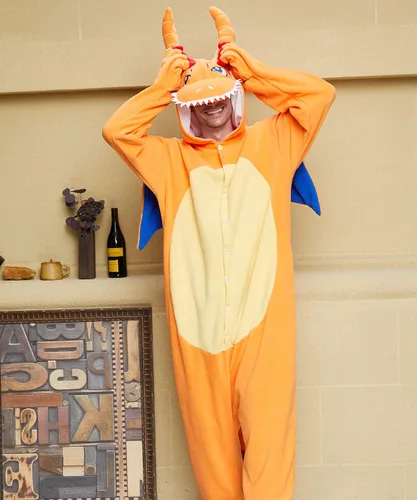 Vista 7 de Dodheah Mameluco de dragón para adultos disfraz de anime disfraz de dibujos animados pijama de Navidad Halloween para hombres mujeres y adolescentes