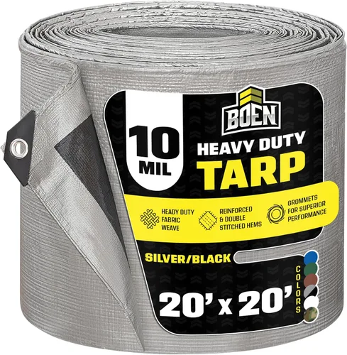 Vista 16 de Lona resistente impermeable Marrón/plata, 6' x 8' de 10 mil de grosor Lonas a prueba de rasgaduras Material de tejido grueso, resistente a