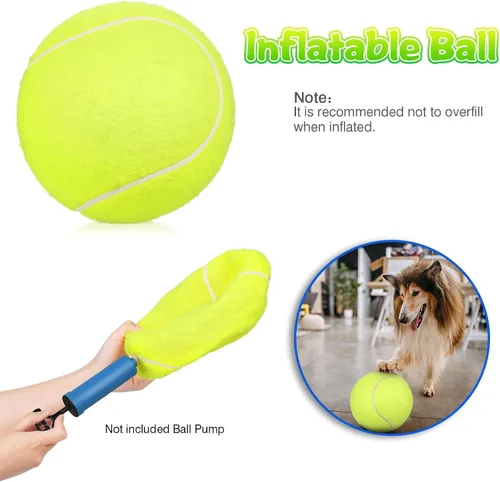 Vista 4 de Pelota de tenis gigante para perros, pelota de tenis de gran tamaño de 9.5 pulgadas, divertida pelota deportiva al aire libre, juguetes