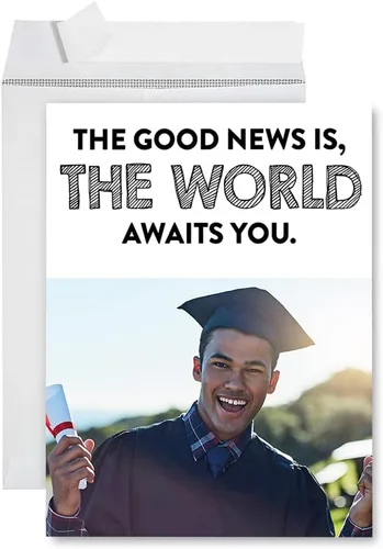 Vista 31 de Andaz Press Tarjeta fotográfica de graduación jumbo personalizada de 8.5 x 11 pulgadas con sobre, tarjeta de felicitación personalizada de clase