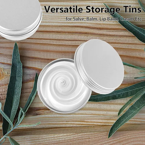 Vista 6 de Paquete de 12 latas, latas de 4 onzas con tapas, recipientes pequeños de aluminio de metal recargable, recipientes redondos para cosméticos de viaje