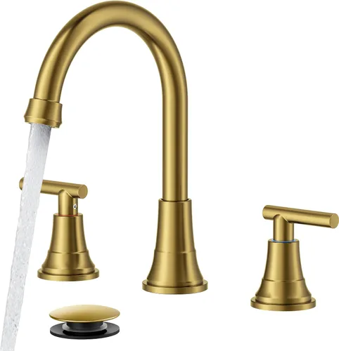 Vista 15 de FORIOUS Juego central de grifos de baño negros y dorados, grifo comercial Negro y dorado