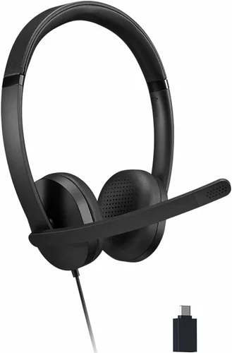 Vista 4 de Lenovo 115 Auriculares con cable estéreo USB-A/USB-C – Ligeros, con cancelación de ruido, caja de control en línea, adaptador USB-A a USB-C, diseño