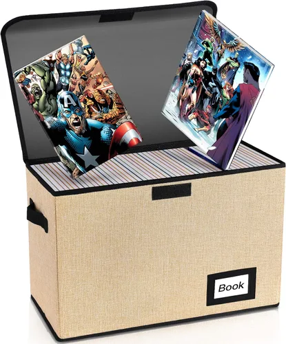 Vista 19 de Caja de Almacenamiento de Cómics, 15.8" X 7.8" X 11.8", Resistente Plegable Contiene 160-180 Cómics Contenedor Organizador Estante