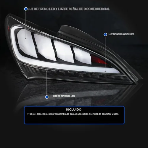 Vista 4 de Spec-D Tuning Negro carcasa transparente lente secuencial LED luces traseras para Hyundai Genesis Coupe 2Dr 2010-2016 Conjunto de luces traseras