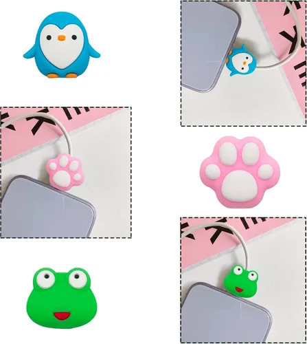 Vista 5 de ZAKVOOR 27 protectores de cable para cargador de teléfono, protector de cable USB Animal Bites protector de cable, protector de cable de carga