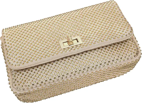 Vista 4 de Dexmay - Bolso clásico de cristal con solapa para fiesta, bolso de mano con diamantes de imitación