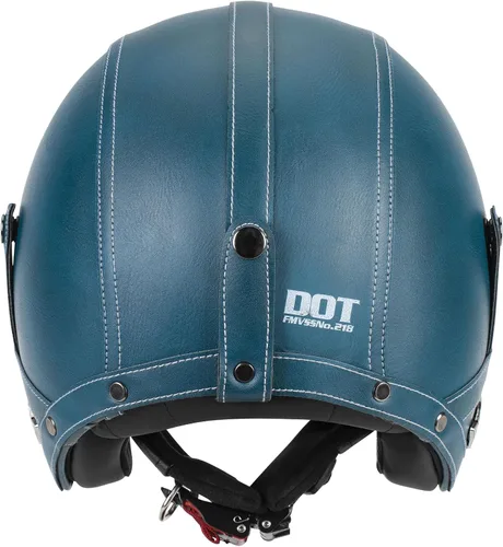 Vista 5 de Casco de cuero hecho a mano con cara abierta 3/4, estilo retro, vintage, aprobado por DOT, medio casco para adultos, para hombres y mujeres