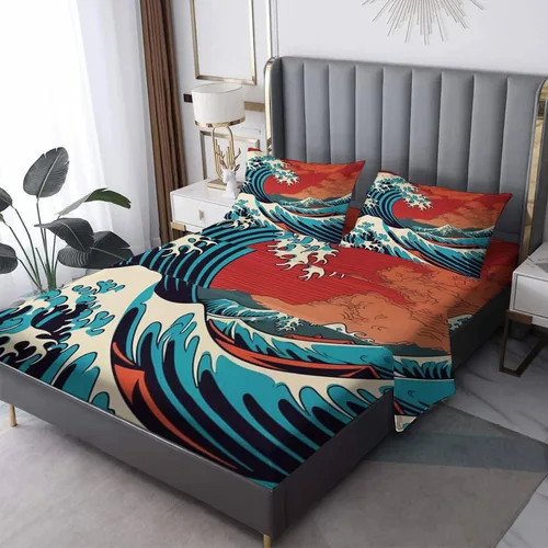 Vista 36 de Juego de sábanas tamaño individual: sábanas y fundas de almohada, sábanas y fundas de almohada, microfibra suave y bolsillo profundo y patrón sin