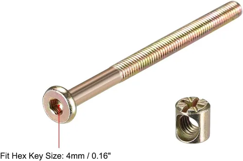 Vista 4 de uxcell M6 x 2.756 in muebles tornillos tuerca tuerca tornillo hexagonal con tuercas de barril Phillips-Ranurado medio hilo cinc 10