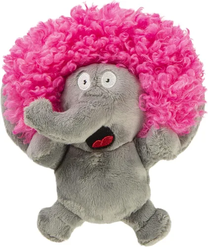 Vista 10 de goDog Crazy Hairs León Juguete de Perro de Peluche Silencioso, Tecnología de Guardia de Masticado - Marrón Claro, Pequeño Tan Lion (pelos locos)