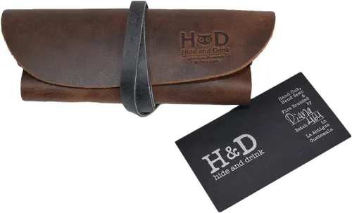 Vista 7 de Hide & Drink, Envoltura de gafas de sol de cuero rústico, viaje delgado, almacenamiento suave para gafas, hecho a mano
