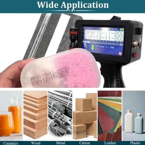 Vista 4 de Phezer Impresora de inyección de tinta portátil P16 mejorada para superficie plana con cartucho de tinta de secado rápido, máquina de codificación
