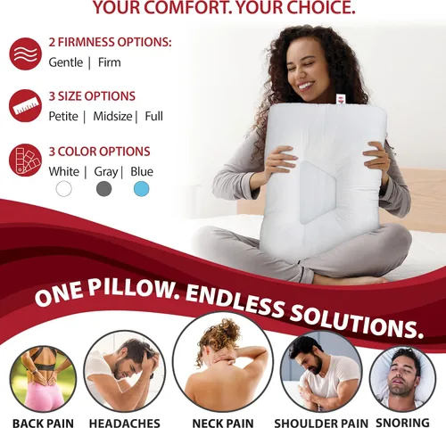 Vista 2 de Almohada cervical ergonómica Tri-Core para alivio del dolor de cuello Azul