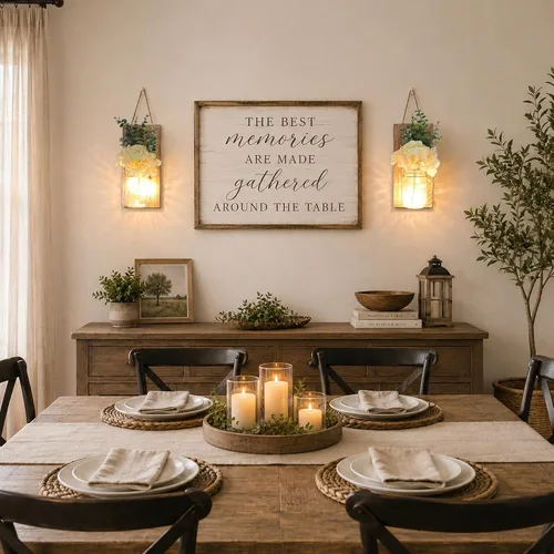 Vista 57 de Decoración rústica de madera para colgar en la pared con tira de luces LED para sala de estar y dormitorio modernos, estilo campestre inspirador