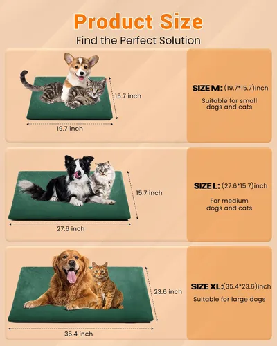 Vista 9 de PETNF Almohadilla térmica para mascotas al aire libre para gatos y perros, control automático de temperatura de 100.4-107.6 °F, impermeable, Verde