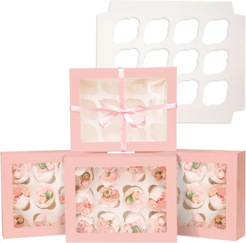 Vista 11 de Bakepacker Contenedores para 12 Cupcakes 10-Paquetes Caja de Cupcakes Roland Transportador de Cupcakes, 12 Cajas para Cupcakes con Ventana