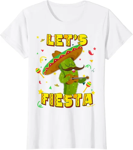 Vista 17 de Cinco De Mayo - Camiseta de regalo con sombrero de cactus Let's Fiesta, Negro, S