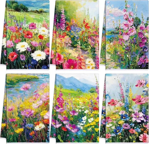 Vista 14 de Geyoga 6 Piezas Toallas de Cocina de Girasol Toallas de Platos Absorbentes Paños de Té Decorativos para Cocina de Verano Baño Decoración del Hogar