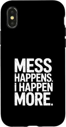 Vista 5 de Mess Happens I Happen More Funny Toddler Chaos Case for iPhone 17