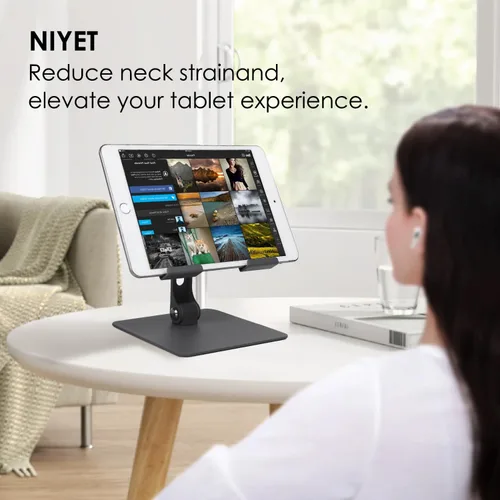 Vista 2 de Soporte para tablet para escritorio, soporte ajustable y estable, plegable multiángulo, compatibilidad universal para tabletas de 4 a 13.3 pulgadas