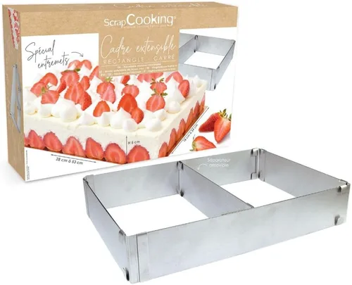 Vista 2 de ScrapCooking Marco rectangular ajustable para tartas, acero inoxidable