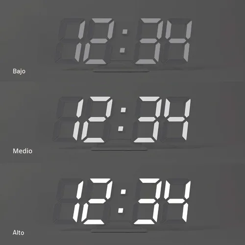 Vista 4 de mooas 3D Pure Slim M LED reloj, 11,8" reloj digital LED multifunción 11.8" Slim M Reloj de pared blanco con control remoto
