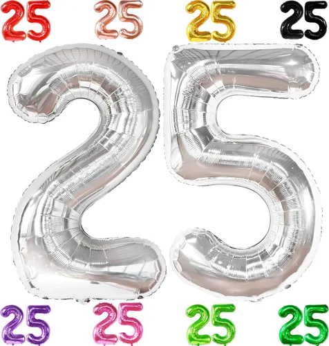 Vista 13 de KatchOn, Globo negro del número 25 de 40 pulgadas, globo de aluminio de Mylar del número 25 para decoraciones de feliz cumpleaños, globos del número