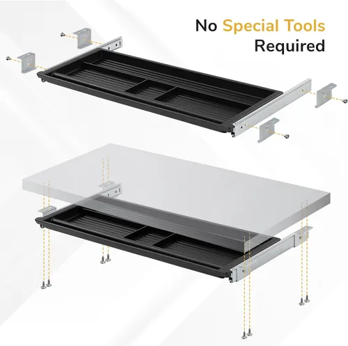 Vista 3 de Mount-It! Cajón para lápices debajo del escritorio, bandeja de almacenamiento oculta deslizante para suministros de oficina, organizador de 4