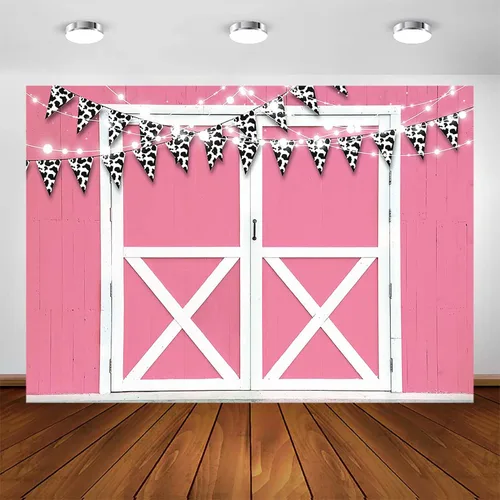 Vista 7 de Decoraciones de granja, telón de fondo para puerta de granero, temática de animales, pancarta de cumpleaños rústica, accesorios de fotografía