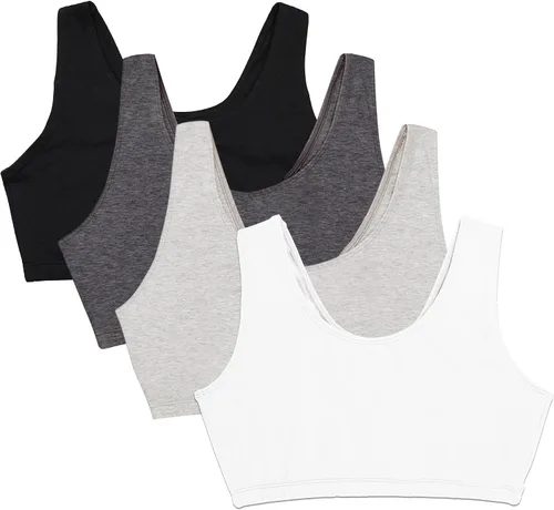 Vista 15 de Fruit of the Loom Sujetador deportivo de algodón sin aros para mujer Negro/Blanco/Gris Jaspeado