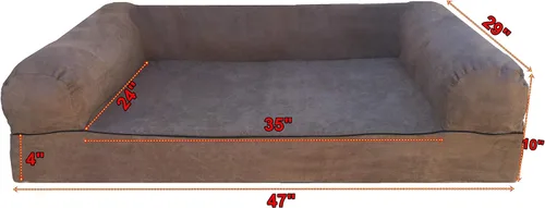 Vista 7 de Dogbed4less Sofá cama ortopédico de espuma viscoelástica de gel prémium para mascotas con forro impermeable y funda marrón de microgamuza para sofá