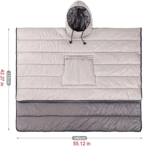 Vista 8 de Gaorui Poncho Abrigo Exterior Camping Calor Pequeña Manta de Edredón Resistente al Agua Saco de Dormir Capa Manto, Azul, 79 x 55 pulg.