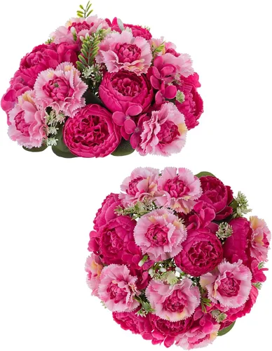 Vista 23 de Centros de mesa de bolas de flores para mesas: rosa de seda carmesí