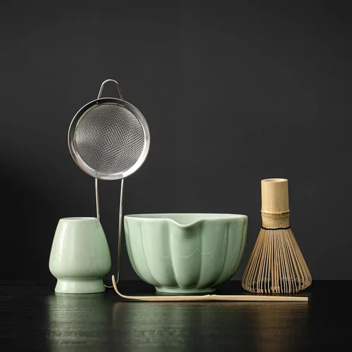 Vista 8 de Set de Batidor Matcha, Set de Matcha Incluye Tazón de Matcha de Cerámica, Batidor de Bambú, Cuchara, Soporte Chasen, Tamiz, Kit de Matcha Perfecto