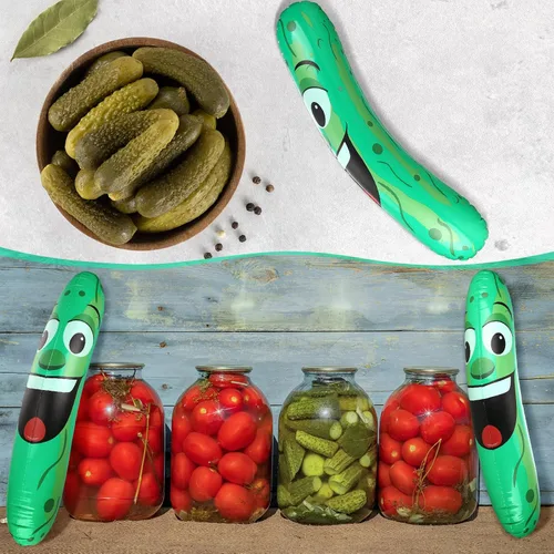 Vista 4 de Sratte 6 unidades de 32 pulgadas gigantes inflables de pepinillo para piscina, pepino, decoración de pepino, regalos para verano, natación, playa